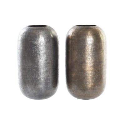 Vas DKD Home Decor Gyllene Silvrig Aluminium (2 antal) (16 x 16 x 29 cm) 