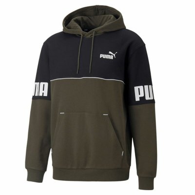 Tröja utan huva Herr Puma Power Colorblock Svart Grön (Storlek: S)