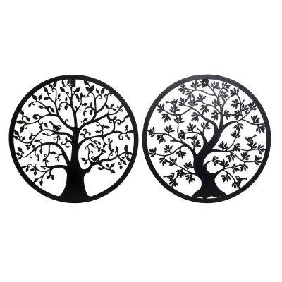 Väggdekoration DKD Home Decor Träd Metall (2 pcs) (40 x 1 x 40 cm)