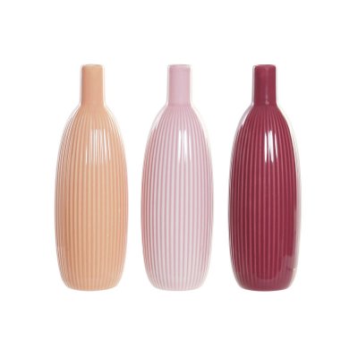 Vas DKD Home Decor Rosa Porslin Shabby Chic Korall Terrakota n (3 pcs) (8.5 x 8.5 x 25.5 cm)