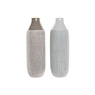 Vas DKD Home Decor Vit Brun Dvobarvna Stengods (16,7 x 16,7 x 51,5 cm) (2 antal) 