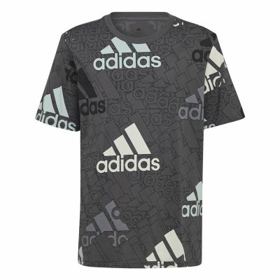 Barn T-shirt med kortärm Adidas Brand Love Svart (Storlek: 13-14 år)