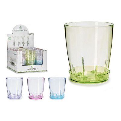 Blomkruka med fat Plast (13 x 13 x 13 cm)