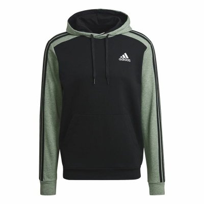 Tröja med huva Herr Adidas Essentials Mélange French Terry Svart (Storlek: M)