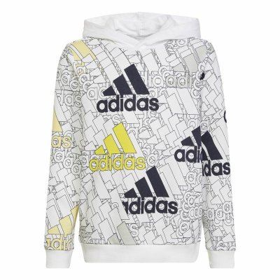 Tröja med huva Barn Adidas Brand Love Vit (Storlek: 9-10 år)
