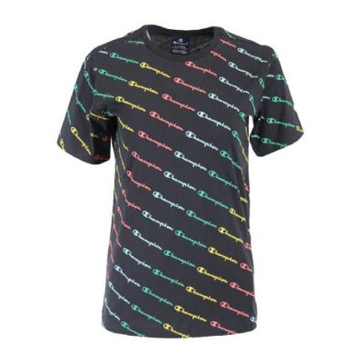 Barn T-shirt med kortärm Champion Multilogo Svart (Storlek: 13-14 år)
