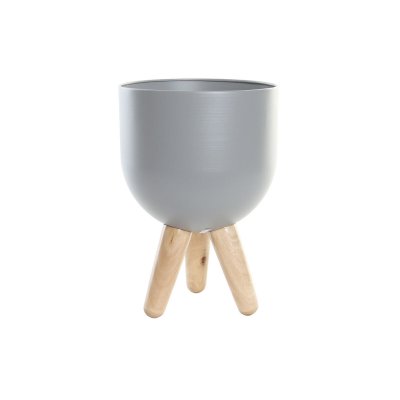 Kruka DKD Home Decor Naturell Grå Metall Trä (25 x 25 x 37 cm)