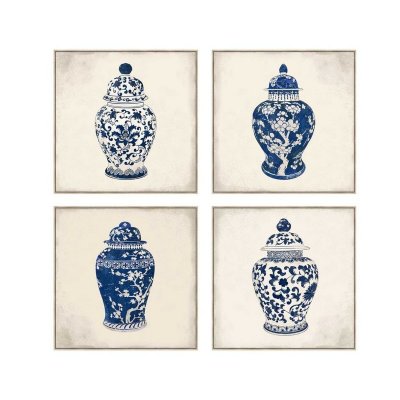 Kanvas DKD Home Decor Vas Orientalisk (60 x 4 x 60 cm) (4 antal)