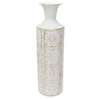 Vas DKD Home Decor Mosaik Metall Vit Arab (19 x 19 x 64 cm)