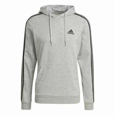 Tröja med huva Herr Adidas Essentials 3 Stripes Ljusgrå (Storlek: XL)