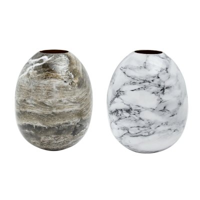 Vas DKD Home Decor Metall Brun Vit Marmor Modern (13 x 13 x 16 cm) (2 antal)