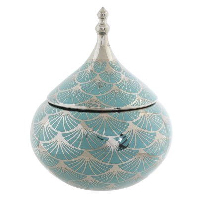 Keramikskål DKD Home Decor Porslin Turkos Orientalisk (18 x 18 x 22 cm)