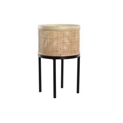 Kruka DKD Home Decor Naturell Svart Metall Rattan Skandinavisk (20 x 20 x 33,5 cm)