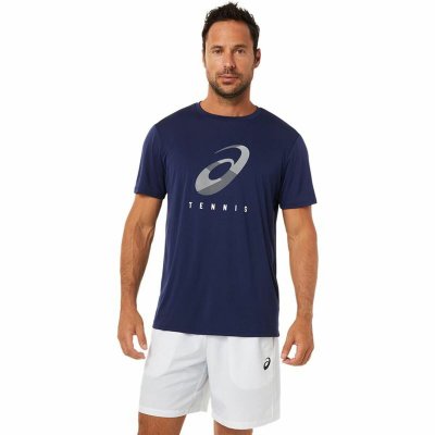 T-shirt med kortärm Herr Asics Court Blå (Storlek: S)
