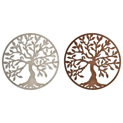 Väggdekoration DKD Home Decor Beige Träd MDF Ljusbrun (2 antal) (60 x 1 x 60 cm)