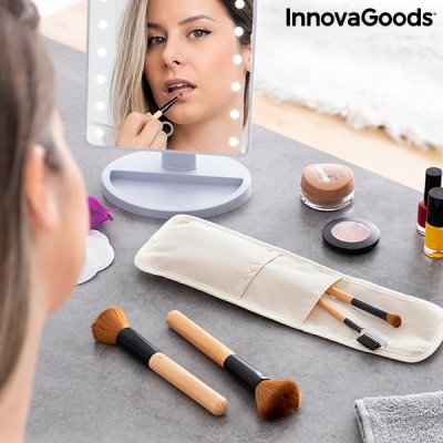 Set med makeup-borstar i trä med bärväska Miset InnovaGoods 5 Delar