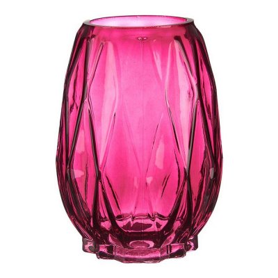 Vas Rosa Gravyr Romb Glas (13,5 x 19 x 13,5 cm)