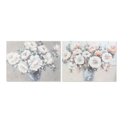 Tavla DKD Home Decor Flowers Vas (120 x 3 x 90 cm) (2 antal)
