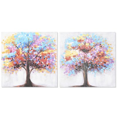 Tavla DKD Home Decor Träd Modern (80 x 3 x 80 cm) (2 antal)