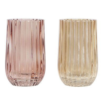 Vas DKD Home Decor Glas Terrakota n Ambra Modern (10 x 10 x 17,5 cm) (2 antal)