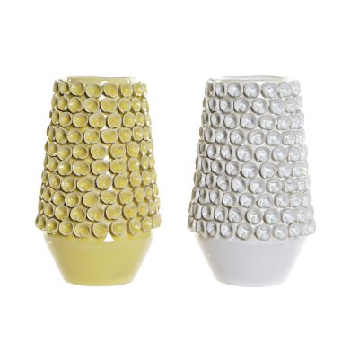 Vas DKD Home Decor Vit Stengods Modern Senap (18 x 18 x 27 cm) (2 antal)