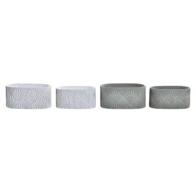 Krukset DKD Home Decor Cement Vit Grön (23 x 13 x 11 cm) (2 antal)