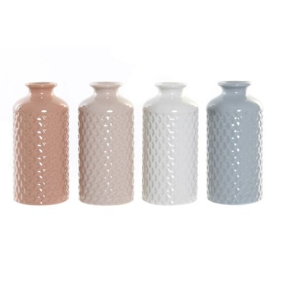 Vas DKD Home Decor Beige Grå Terrakota n Vit (9 x 9 x 19 cm) (4 antal) 