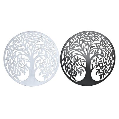 Väggdekoration DKD Home Decor Svart Träd Metall Vit Traditionell (2 antal) (60 x 1 x 60 cm)
