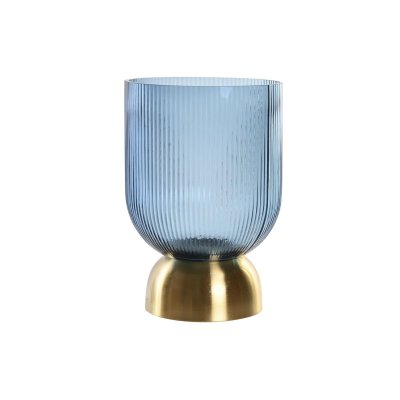 Vas DKD Home Decor Glas Blå Gyllene Metall (16 x 16 x 23 cm)