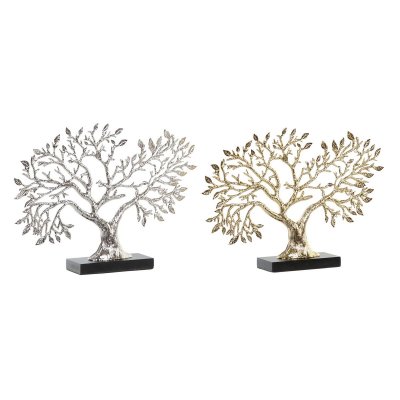 Prydnadsfigur DKD Home Decor Silvrig Träd Gyllene Harts (39 x 7 x 27,5 cm) (2 antal)