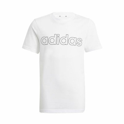 Barn T-shirt med kortärm Adidas Essentials Vit (Storlek: 11-12 år)