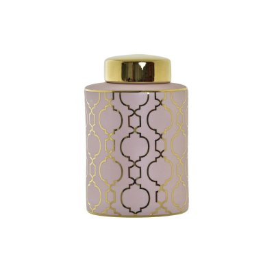 Vas DKD Home Decor Porslin Rosa Gyllene Orientalisk (13,5 x 13,5 x 21 cm)
