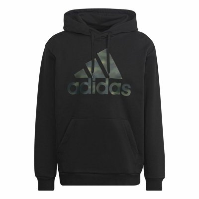 Tröja med huva Herr Adidas Camo French Terry Svart (Storlek: S)