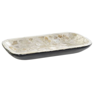 Betjäningsbricka DKD Home Decor Brun Kräm Bambu Pärlemor Arab (20.5 x 10 x 2.5 cm)