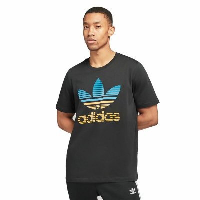 T-shirt med kortärm Herr Adidas Trifolio Ombré Svart (Storlek: L)