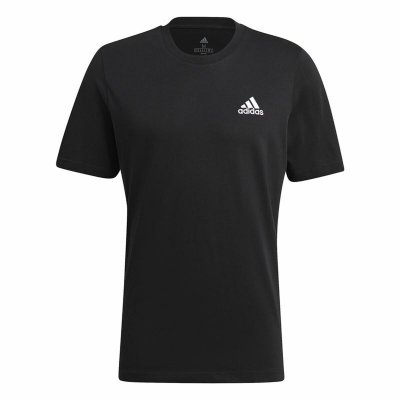 T-shirt med kortärm Herr Adidas Embroidered Small Logo Svart (Storlek: S)