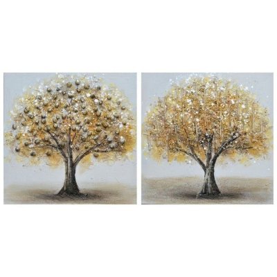 Tavla DKD Home Decor Träd (40 x 2,5 x 40 cm) (2 antal)