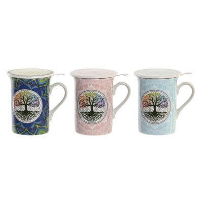Kopp med filter för örtteer DKD Home Decor Porslin (280 ml) (3 antal)