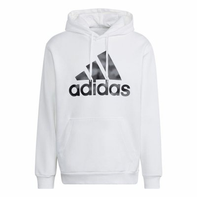 Tröja med huva Herr Adidas Essentials Camo Vit (Storlek: S)