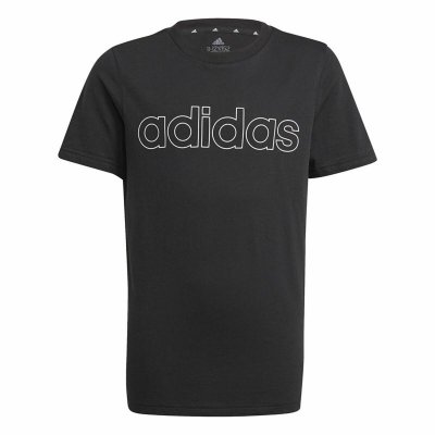 Barn T-shirt med kortärm Adidas Essentials Svart (Storlek: 13-14 år)