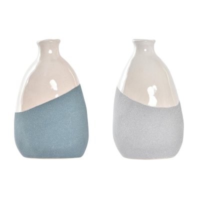 Vas DKD Home Decor Grå Havsblå Keramik Blå (13 x 12,5 x 21 cm) (2 antal) 