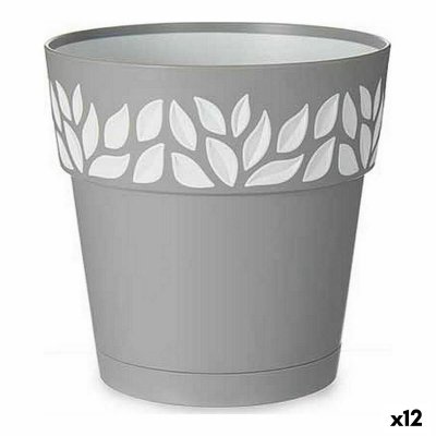 Självvattnande blomkruka Grå Vit Plast (15 x 15 x 15 cm) (12 antal)