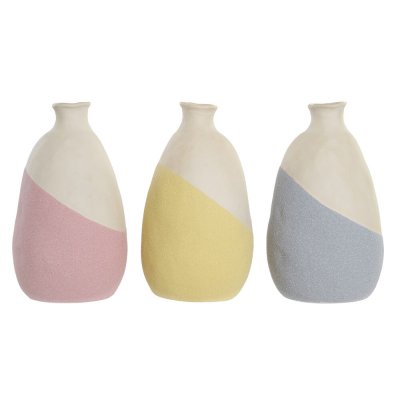 Vas DKD Home Decor Gul Blå Rosa Stengods Terrakota n (3 pcs) (12.5 x 12 x 23 cm)