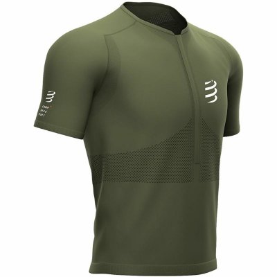 T-shirt med kortärm Herr Compressport Oliv (Storlek: S)
