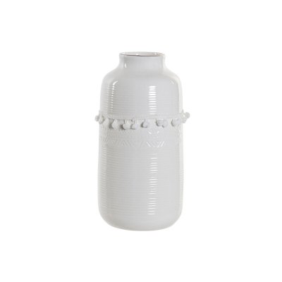 Vas DKD Home Decor Bomull Vit Stengods Tofs (12 x 12 x 24 cm)