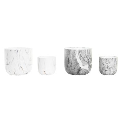 Krukset DKD Home Decor Grå Cement Vit Marmor Modern (16 x 16 x 15 cm) (2 antal)