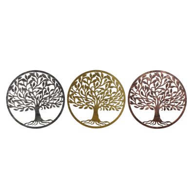 Väggdekoration DKD Home Decor Metall Träd (60 x 1 x 60 cm) (3 pcs)