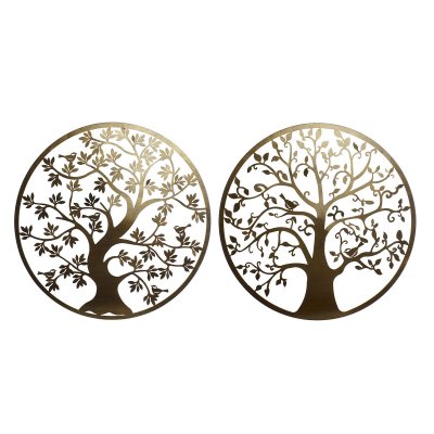 Väggdekoration DKD Home Decor Träd Gyllene Metall (100 x 1 x 100 cm) (2 antal)