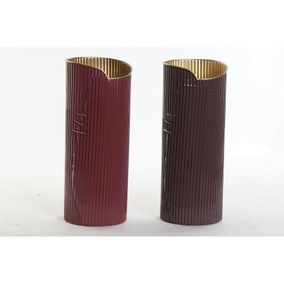 Vas DKD Home Decor Rosa Metall Rödbrun Glam (14 x 14 x 35 cm) (2 pcs)
