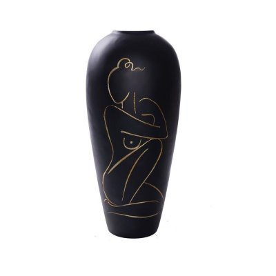 Vas DKD Home Decor Kvinna Svart Harts Modern (34 x 34 x 73,5 cm)